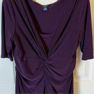 Women's Chaps Dark Purple Front Twist Dress 3/4
Sleeves Size XL